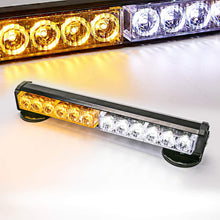 LE-JX Amber/White Wireless Battery Traffic Advisor Emergency Lights Bar Beacon Led Strobe Warning Light Roof Top Hazard Flash with Magnetic Base Mount and 12V Rechargeable Plug (Yellow/White, 12 LEDs)