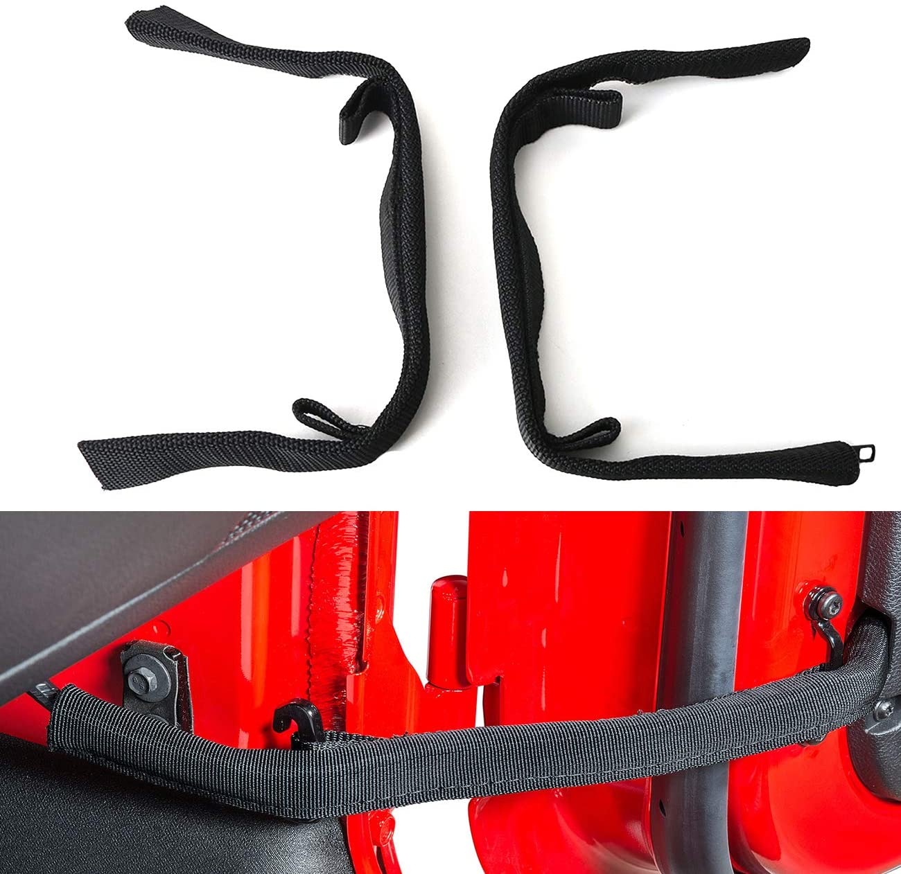 Door Limiting Straps for Jeep Wrangler JK JKU 2007-2018 Smart Strap Black(2Pack)