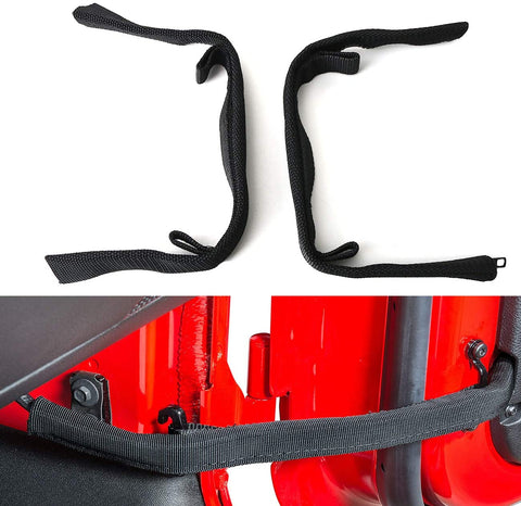 Door Limiting Straps for Jeep Wrangler JK JKU 2007-2018 Smart Strap Black(2Pack)