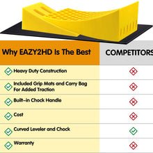 EAZY2HD Camper Leveler 2 Pack - RV Leveling Blocks, Includes Two Curved Levelers, Two Chocks, and Two Rubber Grip Mats, Heavy Duty Leveler Works for Camper