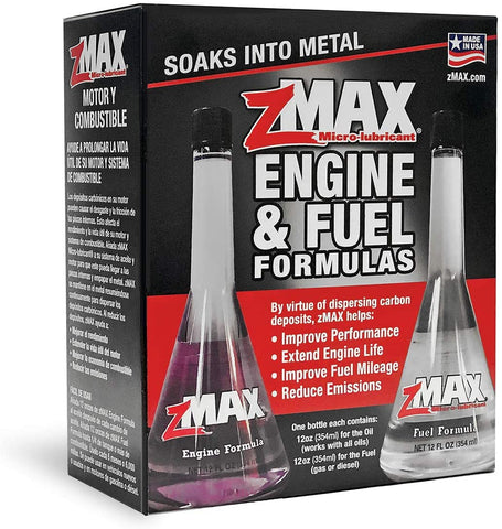 zMAX 51-011 - Engine & Fuel Formula Kit - Easy to Use - Reduces Carbon Build-Up & Lubricates Metal Extending Life of Car or Truck - Runs Efficiently, Improving Gas or Diesel Mileage - 12 oz. Each