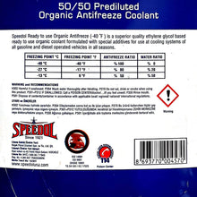 Speedol Universal All-Season Premium Organic Antifreeze/Coolant 1.321 Gal (5 Liter) | Ready to Use 50/50 Prediluted | Down to -40°F (-40°C) High Performance Coolant for Gasoline and Diesel Engines
