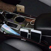Anynow Car Seat Gap Filler Console Side Pocket Organizer Seat Catcher Premium PU Leather 2 Pack(Black)
