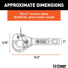 CURT 48004 Pintle Hook Hitch for 2-Inch Receiver, 20,000 lbs, Fits 2-1/2-Inch Lunette Ring