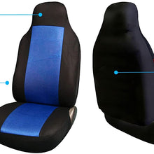 FH Group FH-FB102114 Full Set Classic Cloth Car Seat Covers Blue/Black Color with F11306 Vinyl Floor Mats - Fit Most Car, Truck, SUV, or Van