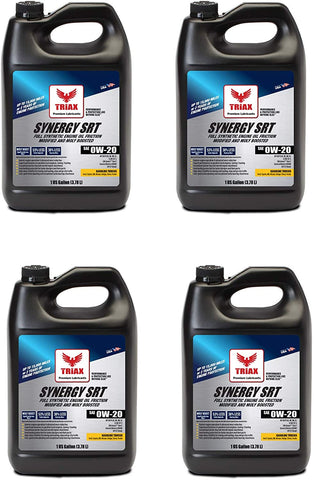 Triax Synergy SRT 0W-20 Full Synthetic | SN Plus API Licensed | Moly & Boron Friction Modified | 15,000 Miles or 2 Years (1 Gallon (Pack of 4))