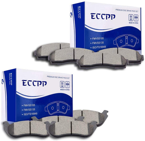 Brake Pads,ECCPP 8pcs Full Set Ceramic Disc Brake Pad Kit for 2002 2003 2004 2005 Ford Explorer 2002 2003 2004 2005 Mercury Mountaineer