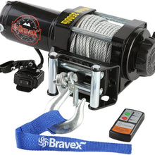Bravex Electric 12V 3500lb/1591kg Single Line Waterproof Winch for UTV ATV Boat with Both Wireless Handheld Remote and Corded Control Recovery Winch