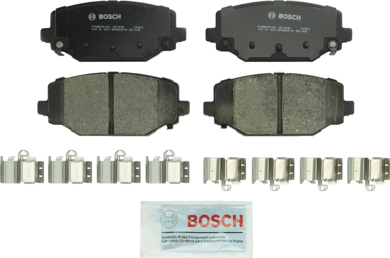 Bosch BC1596 QuietCast Premium Ceramic Disc Brake Pad Set For Select Chrysler Town & Country; Dodge Grand Caravan, Journey; Ram C/V; Volkswagen Routan; Rear