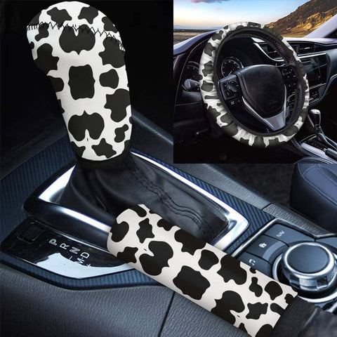 INSTANTARTS Colorful Paws Women Men Auto Interior Accessories Set - 3 pcs,Steering Wheel Cover&Handbrake Cover&Gear Shift Stick Cover for Most Cars