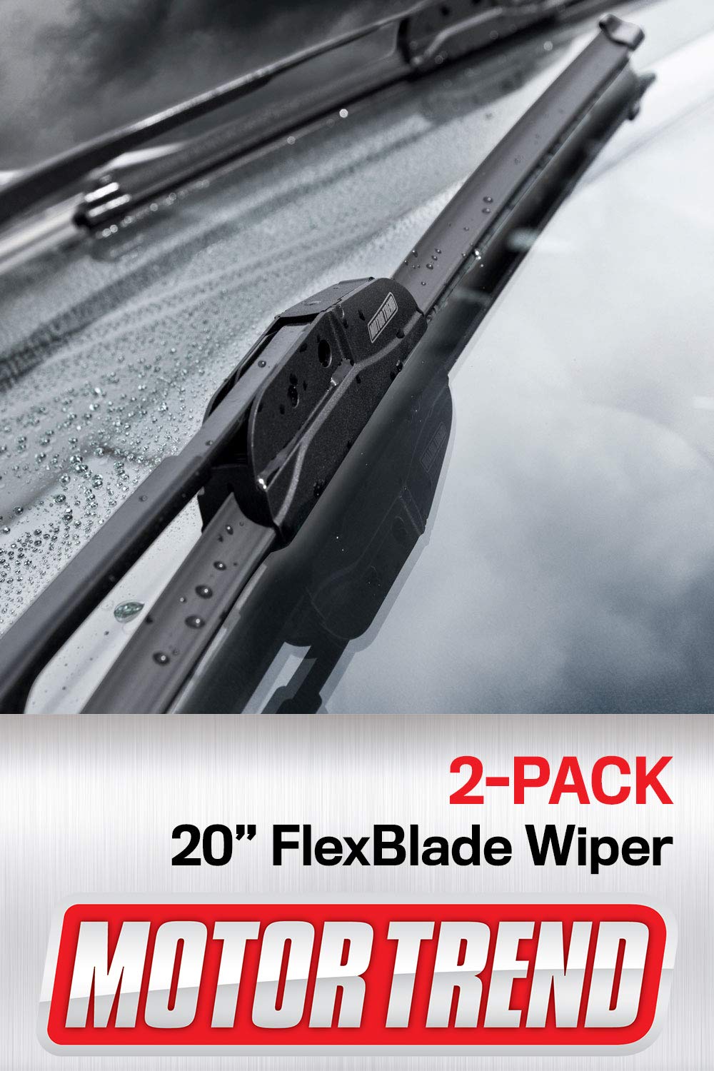 Motor Trend WP320320 FlexBlade Premium Beam Wiper Blade – 50% Longer Life, High-Grade Natural Rubber, 45 Degree Precision Cut (20 inch), 2 Pack