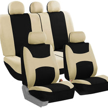 FH Group FB030BEIGEBLACK115 full seat cover (Side Airbag Compatible with Split Bench Beige/Black)