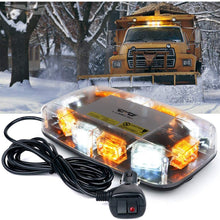 [Upgraded]Lumenix Rooftop Strobe Light 12" Emergency Hazard Warning Safety LED Mini Strobe Light Bar Waterproof and Magnetic Base Beacon Light for Truck Construction Vehicle Snow Plow Car(Amber/White)