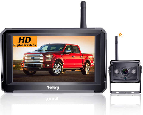 Yakry Y22 HD Digital Wireless Backup Camera 5'' Monitor Kit Hitch Rear View Camera System for RVs,Campers,Trucks,Vans IP69K Waterproof