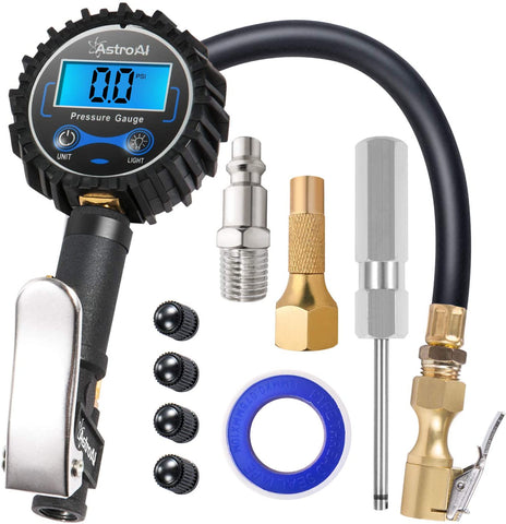 AstroAI ATG250 Digital Tire Inflator with Pressure Gauge, 250 PSI Air Chuck and Compressor Accessories Heavy Duty with Rubber Hose and Quick Connect Coupler for 0.1 Display Resolution