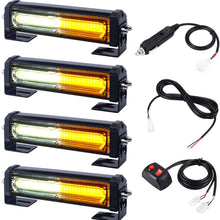 12V 24V Grill and Surface/Flush Mount Amber White LED Strobe Lights for Trucks Snow Plow Tractor Construction Vehicles Car Safety Flashing, WOWTOU 4 in 1 Hazard Warning Caution Emergency Flasher