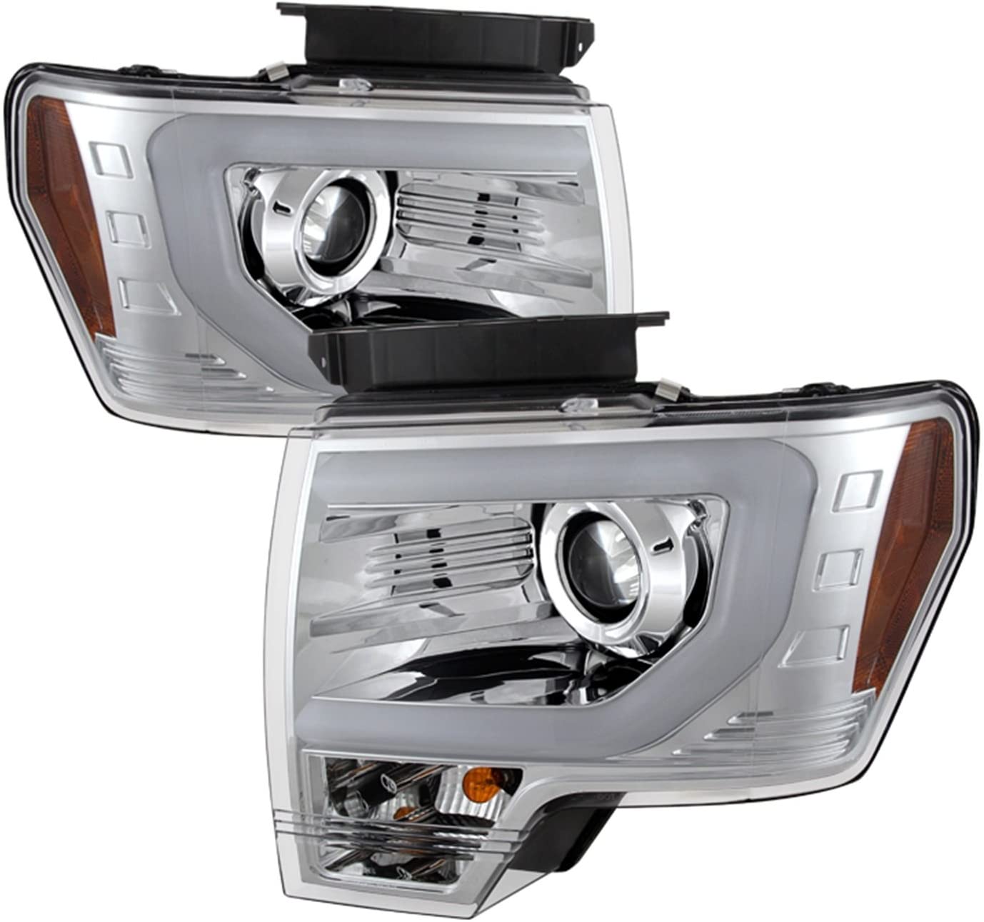 Spyder 5077585 Ford F150 09-14 Projector Headlights - Halogen Model Only (Not Compatible with Factory Xenon/HID Model) - Light Bar DRL - Chrome - High/Low H7 (Included)