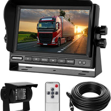 Backup Camera System Kit 7" LCD Reversing Monitor+170 ° Wide Angle, 18 IR Night Vision,IP68 Waterproof Rear View Back Up Camera for Truck/RV/Trailer/Bus/Vans/Vehicle.