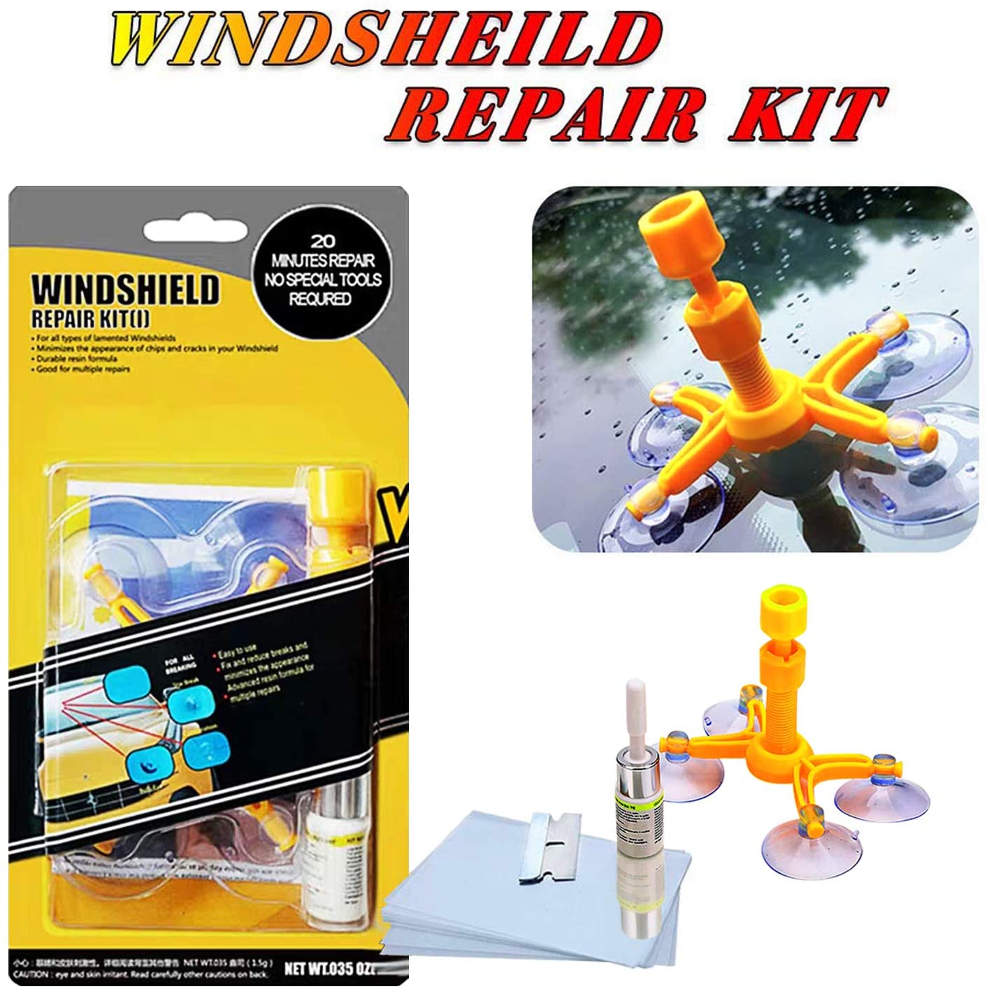 YOOHE Car Windshield Repair Kit - Windshield Chip Repair Kit with Windshield Repair Resin for Fix Auto Glass Windshield Crack Chip Scratch