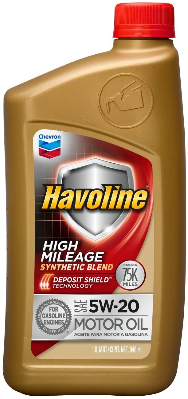 Havoline 254644482 5W20 High Mileage Synthetic Blend, 1 Quart (Pack of 6)