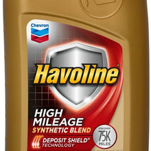 Havoline 254644482 5W20 High Mileage Synthetic Blend, 1 Quart (Pack of 6)