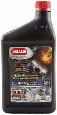 Amalie (65696-56) 5W-40 Pro High Performance Synthetic Blend Motor Oil - 1 Quart Bottle