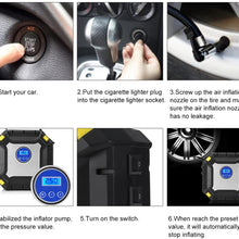 12V Portable Air Compressor with Emergency Light - Car Tire Inflator Digital Tire Pump Auto Shut Off for Car Bike Ball
