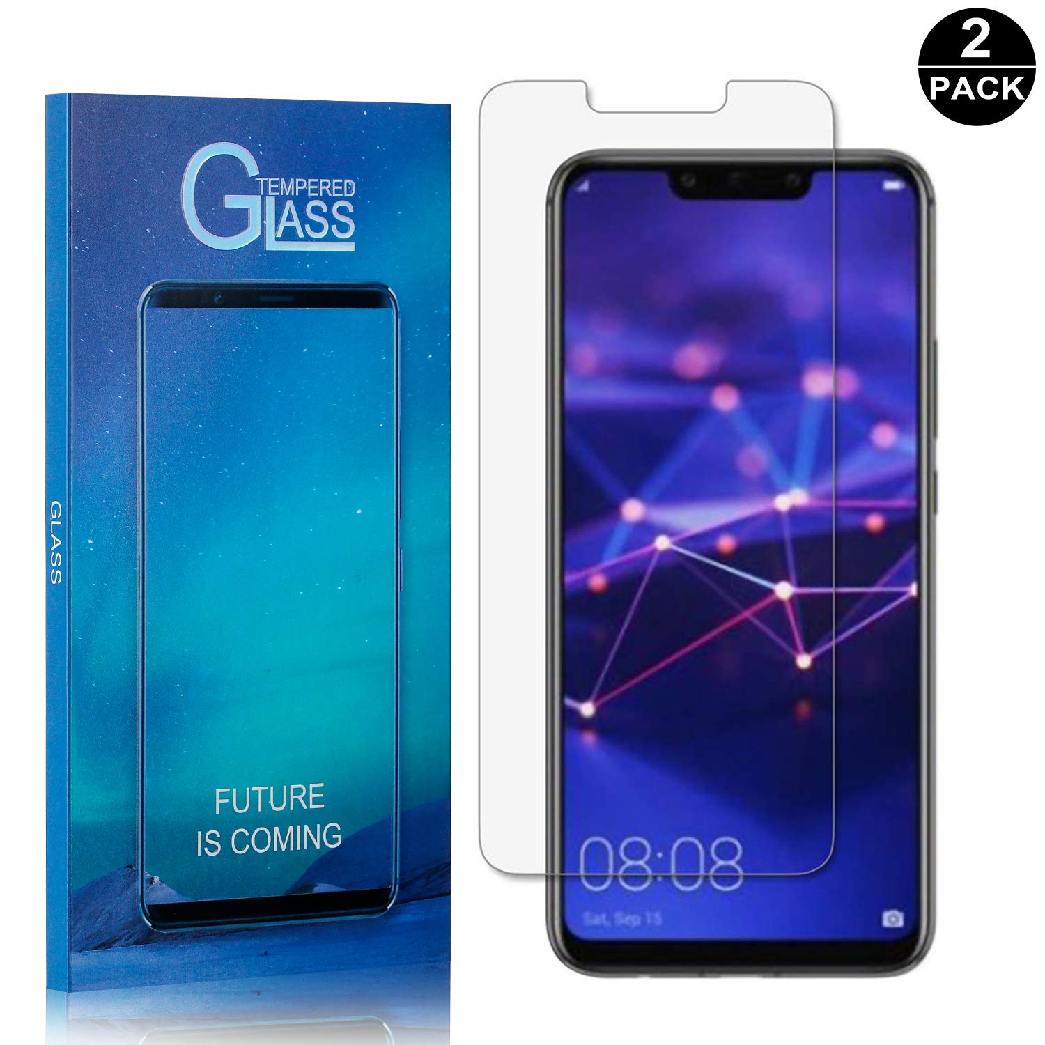 Huawei Mate 20 Lite Tempered Glass Screen Protector, UNEXTATI Premium Scratch Resistant Screen Protector, HD Clear Tempered Glass Film for Huawei Mate 20 Lite (2 Pack)