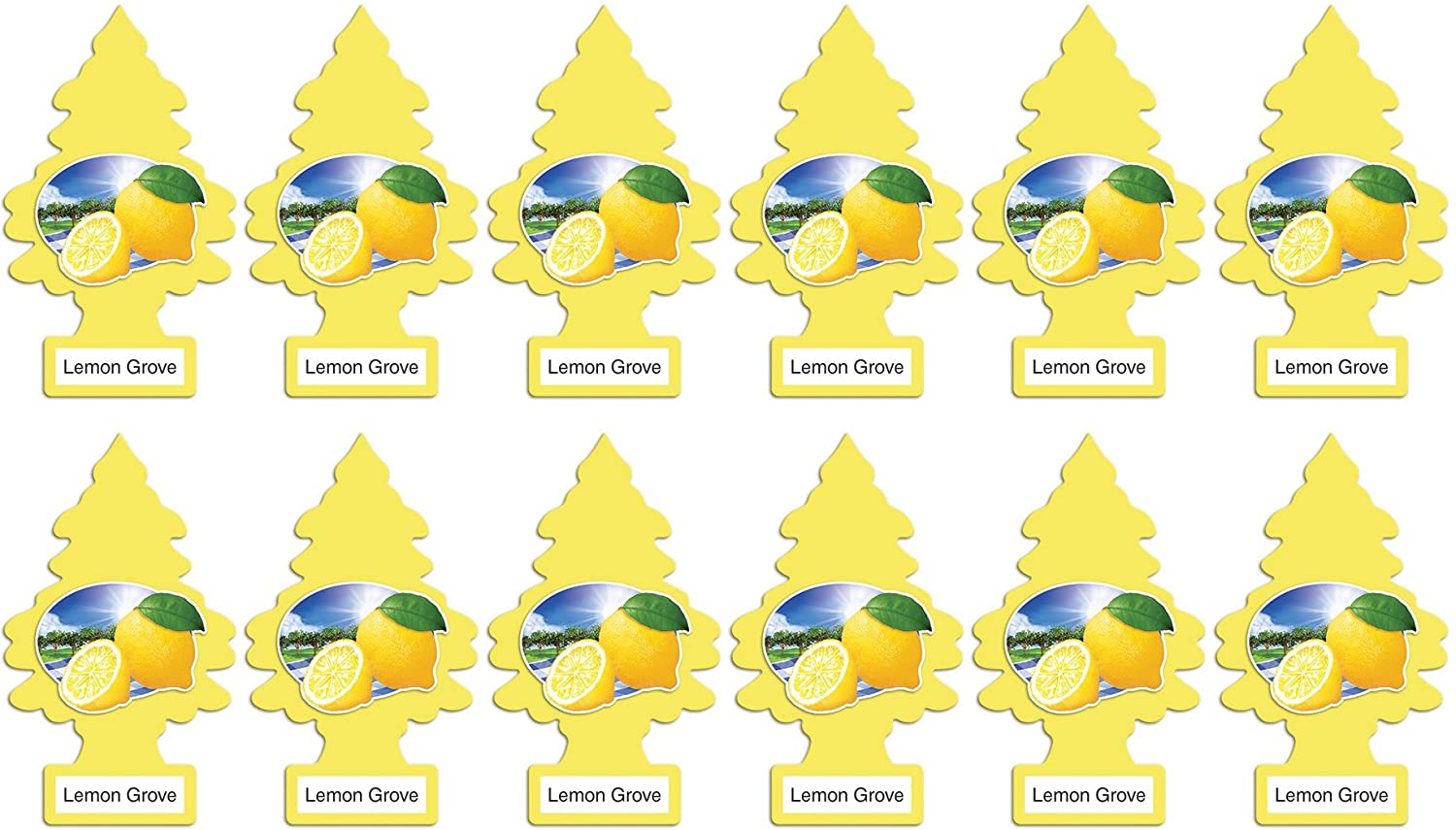 LITTLE TREES Car Air Freshener | Hanging Paper Tree for Home or Car | Lemon Grove | 12 Pack