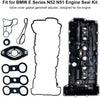 Valve Cover Gasket Set Fit for BMW N52 E60 E82 E88 E90 E91 E92 E93 X3 X5 Z4 3.0L, Engine Oil Filter Cooler Adapter Housing Gasket, Camshaft Adjuster Eccentric Shaft Actuator Seal for 11127552280