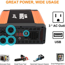 Ampeak 1000W Power Inverter Truck/RV Inverter 12V DC to 110V AC Converter with Dual AC Outlets 2.1A USB Modified Sine Wave Inverter