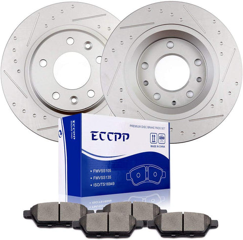 Brake Rotors Pads Kits,ECCPP 2pcs Rear Discs Brakes Rotors and 4pcs Ceramic Disc Brake Pads Set for 2006-2012 Mazda 6,2006-2010 Mercury Milan,2006-2009 Ford Fusion,2007-2009 Lincoln MKZ