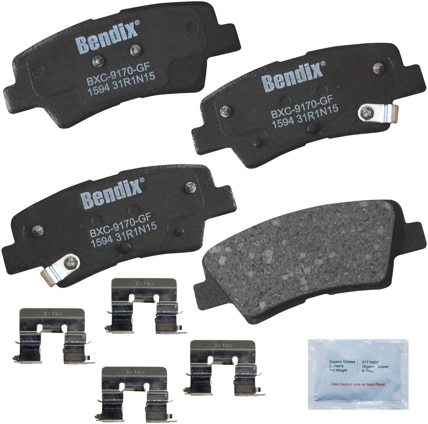 Bendix CFC1594 Premium Copper Free Ceramic Brake Pad (with Installation Hardware Rear)