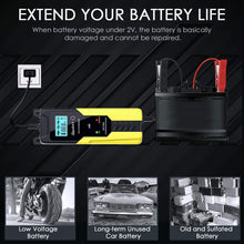 LEICESTERCN 6V/12V 4A Battery Trickle Charger Maintainer Automatic 6-Stages Smart Pulse Repair Maintenance Charger for Car, Motorcycle, Lawn Mower, Boat, Sealed Lead Acid Battery