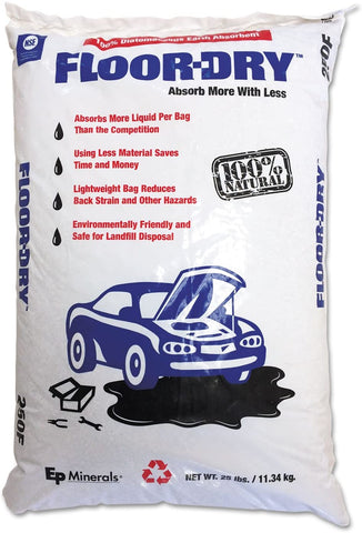 Floor-Dry 9825 DE Premium Oil Absorbent, Diatomaceous Earth, 25lb Poly Bag