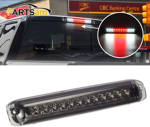 Partsam High Mount Stop Light 3rd Third Brake Light Replacement for Chevrolet Silverado/GMC Sierra 1999-2006 1500 2500 HD 3500 Center Mount Rear Top Cab Roof Cargo Lamp Chrome Housing Smoke Lens