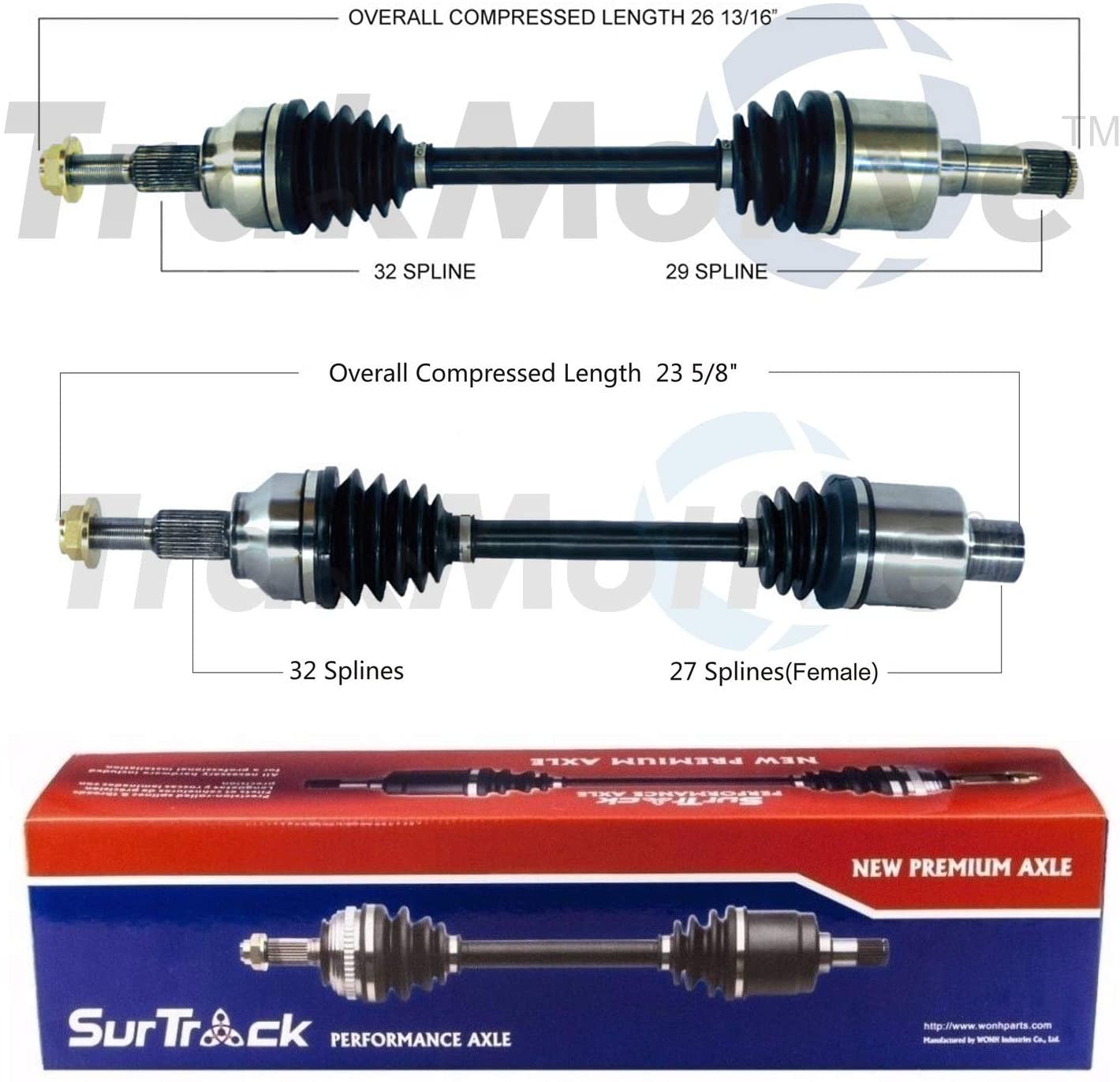 SurTrack Pair Set of 2 Front CV Axle Shafts For Chrysler Pacifica 4.0l V6 07-08