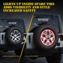 Xprite 14" Spare Tire Brake Light for 2007-2018 Jeep Wrangler JK, 3rd LED Rear Wheel Lights Third Tail Lamp