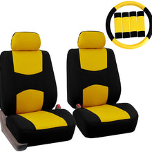 FH Group FB050102 Flat Cloth Seat Covers (Yellow) Front Set with Gift – Universal Fit for Cars Trucks & SUVs