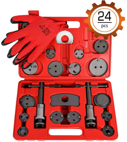 Orion Motor Tech 24pcs Heavy Duty Disc Brake Piston Caliper Compressor Wind Back Rewind Tool Set for Brake Pad Replacement Reset with Storage Case, Fits Most American, European, Japanese Autos