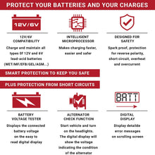 Smartech WBC-275 6V/12V Wheel Automotive Battery Charger | 275A Engine Start | 60A Boost | 6A<>2A Charge | Digital Display - Built in Microprocessor for Safe Charging