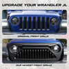 KIWI MASTER Wrangler JL Front Grille Compatible for Jeep Wrangler JL 2018-2021 Gladiator JT Accessories Matte Black Bumper Mesh Grill (Not fit JK)