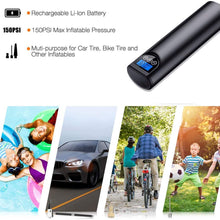 YTA Portable air Compressor,150 PSI Electric Auto Pump for Car Motorcycle Bike with Digital LCD 150 PSI for Car, Truck, Bicycle USB Rechargeable, Easy to Read W/Digital Pressure