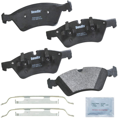 Bendix Premium Copper Free CFM1123 Premium Copper Free Semi-Metallic Brake Pad (with Installation Hardware Front)