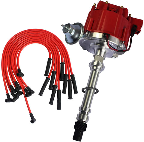 JDMSPEED New HEI Distributor With Spark Plug Wires Ignition Combo Kit Replacement For Chevy SBC 350 BBC 454