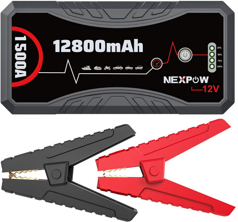 NEXPOW Car Battery Starter Q10S, 1500A Peak 12800mAh 12V Car Auto Jump Starter Power Pack with USB Quick Charge 3.0 (Up to 7L Gas or 5.5L Diesel Engine)