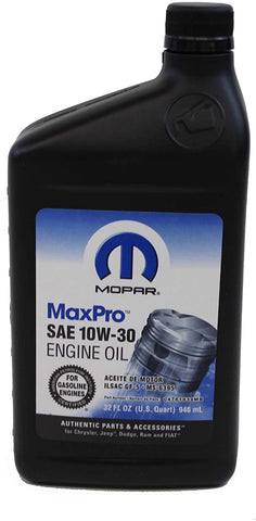 Genuine Chrysler Accessories (4761839MB) SAE 10W-30 Mopar Engine Oil - 1 Quart Bottle