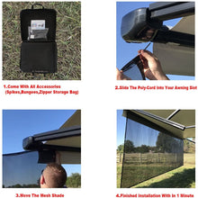 Tentproinc RV Awning Sun Shade Mesh Screen 6'X12'3'' Black UV Sunblock Complete Kits Motorhome Camping Trailer Canopy Shelter - 3 Years Limited Warranty