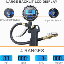 AstroAI Digital Tire Inflator with Pressure Gauge, Medium 250 PSI Air Chuck and Compressor Accessories Heavy Duty with Rubber Hose and Quick Connect Coupler for 0.1 Display Resolution