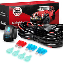 Nilight NI -WA 07 LED Light Bar Wiring Harness Kit 12V On/Off 5 Pin Rocker Switch Power Relay Blade Fuse for Jeep Boat Trucks, 2 Years Warranty